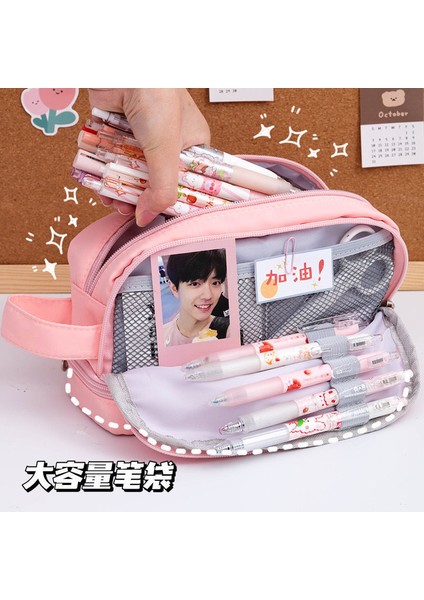 Sarı 2 Broş ile Kore Kızlar Için Sevimli Kalem Kutuları Kalem Kutusu Su Geçirmez Kanvas Okul Makyaj Çantası Kalem Kılıfı Kalem Kutusupapeleria Kawaii Kırtasiye (Yurt Dışından) indirimleri