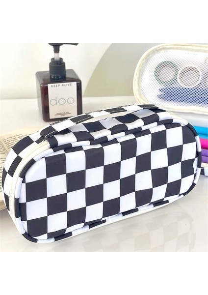 Fermuar Pembe Kawaii Ekose Kalem Kutuları Sevimli Büyük Kapasiteli Kese Çanta Kutusu Okula Dönüş Malzemeleri Kore Organizatör Kırtasiye (Yurt Dışından) fırsatları