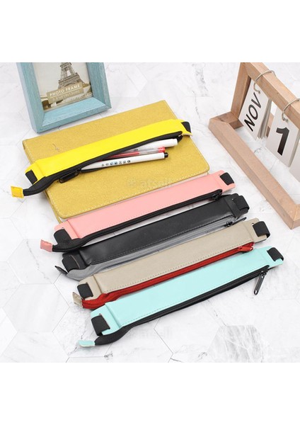 Mavi Pu Kalem Kutusu Deri Elastik Toka Kitap Dizüstü Moda Kalem Çantası Okul Kalem Kutusu Toplantı Için Kolay Taşıma Kırtasiye (Yurt Dışından) fiyatları