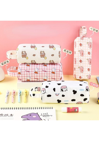 Piglet Kore Karikatür Hayvan Kalem Çantaları Kawaii Piglet Inek Tavşan Ayı Çocuk Öğrenci Kırtasiye Tutucu Okul/ofis Malzemeleri (Yurt Dışından) modelleri