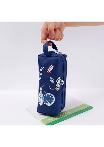 Siyah Örgü Çanta Kawaii Astronot Kalem Kutusu Sevimli Karikatür Büyük Kapasiteli Çift Katmanlı Kalem Çantası Öğrenci Okul Ofis Kırtasiye Saklama Çantası (Yurt Dışından) fiyatları