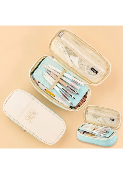 Yarım Yeşil Mor Kalem Kutuları Kalem Çantaları Büyük Kapasiteli Kılıf Tutucu Kutusu Kızlar Için Ofis Öğrenci Kırtasiye Organizatör Okul Malzemeleri (Yurt Dışından)