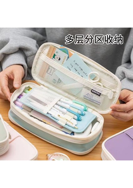 Yarım Yeşil Mor Kalem Kutuları Kalem Çantaları Büyük Kapasiteli Kılıf Tutucu Kutusu Kızlar Için Ofis Öğrenci Kırtasiye Organizatör Okul Malzemeleri (Yurt Dışından) indirimleri