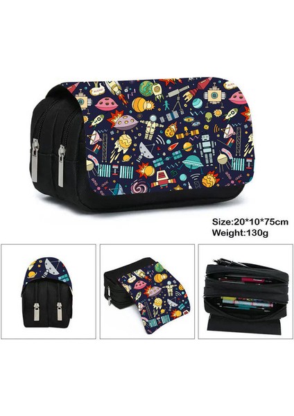 A1 Astronot Tuval Kalem Kutusu Çift Fermuarlı Kalem Çantası Okul Malzemeleri Saklama Çantası Büyük Kapasiteli Öğrenci Kalem Kutusu Erkek Kırtasiye (Yurt Dışından)