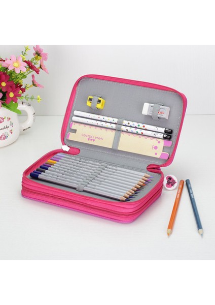 Pembe-3 Katmanlar 36/48/72 Delik Oxford Okul Kalem Kutusu Kawaii Penaltı Kalem Kutusu Büyük Kalem Çantası Kutusu Çok Çocuklar Çok Fonksiyonlu Kırtasiye Kese (Yurt Dışından)