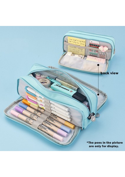 Açık Mavi Çocuk Kalem Kalem Çantası Tuval Kontrast Renk Büyük Kapasiteli Kalem Kutusu Kırtasiye Saklama Çantası Organizatör Öğrenci Hediye Için (Yurt Dışından)