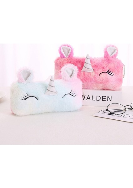 C-Rh Yumuşak Peluş Unicorn Kalem Çantası Kılıf Renkli Kalemler Için Peluş Kalem Çantası Fermuarlı Çanta Makyaj Kutusu Sevimli Okul Ofis Çantası (Yurt Dışından)