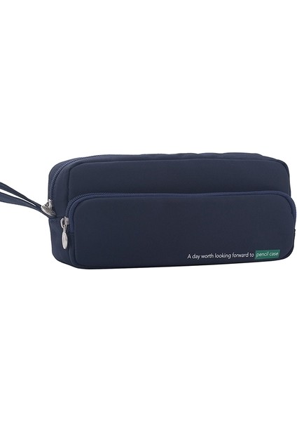 OSS25894NV Basit Düz Renk Büyük Kapasiteli Kalem Kutusu Çok Katmanlı Kalem Kutusu Kanvas Çok Cep Çantası Öğrenciler Okul Kırtasiye Malzemeleri (Yurt Dışından)