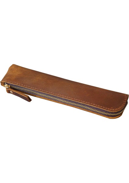 Kahverengi Hakiki Inek Derisi Fermuarlı Kalem Kutusu Retro Deri Kalem Çantası Saklama Çantası Kalemler Için Kırtasiye Okul Ofis Malzemeleri 20*4.5cm (Yurt Dışından) fiyatları