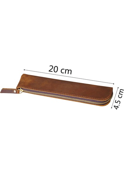 Kahverengi Hakiki Inek Derisi Fermuarlı Kalem Kutusu Retro Deri Kalem Çantası Saklama Çantası Kalemler Için Kırtasiye Okul Ofis Malzemeleri 20*4.5cm (Yurt Dışından) fırsatları