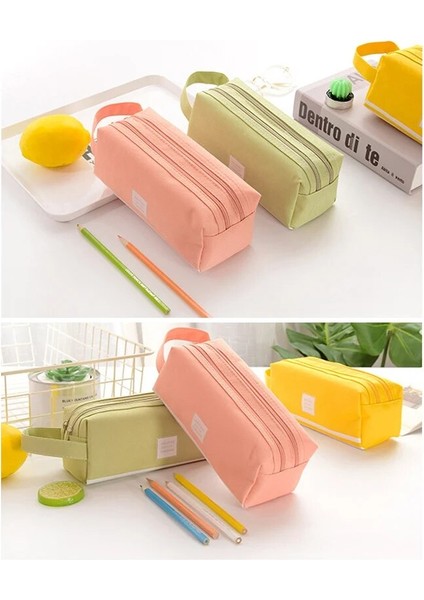 Açık Gri Kız Sevimli Kalem Kutusu Kalem Büyük Kapasiteli Kumaş Saklama Çantası 2 Bölme Makyaj Bozuk Para Cüzdanı Okul Ofis Kırtasiye Malzemeleri (Yurt Dışından) indirimleri