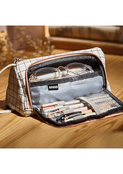 Auburn Kalem Çantası Büyük Kapasiteli Çift Kanvas Kalem Kutusu Sevimli Çok Fonksiyonlu Kalem Kutusu Öğrenci Japon Ins Okul Malzemeleri (Yurt Dışından) modelleri