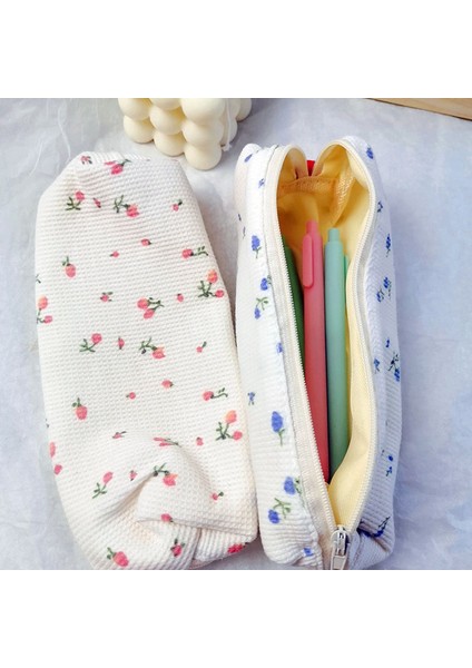 Mavi Kore Moda Kalem Çantası Taze Tarzı Küçük Çiçekler Kalem Kutuları Sevimli Basit Kalem Çantası Saklama Torbaları Okul Malzemeleri Kırtasiye (Yurt Dışından) fiyatları