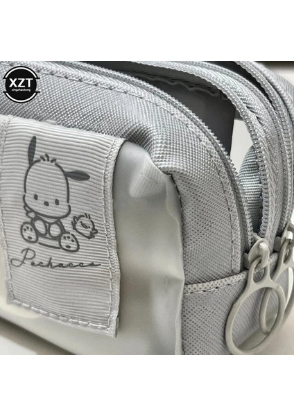 Açık Gri Yüksek Kapasiteli Kalem Çantası Öğrenci Pochacco Kalem Kutusu Düz Renk Çok Katmanlı Fermuarlı Saklama Çantası Kız Erkek Hediyeler (Yurt Dışından)