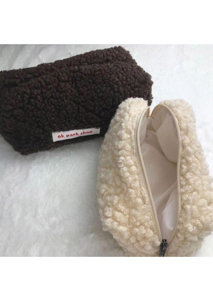 Pembe Lambwool Kalem Kutusu Kızlar Için Kozmetik Makyaj Organizatör Yumuşak Büyük Kapasiteli Fermuarlı Çanta Okul Ofis Sevimli Kırtasiye Kalem Çantası (Yurt Dışından) fırsatları