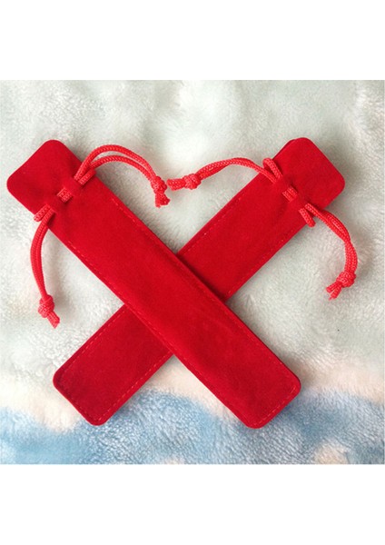 Kırmızı 50 Adet/grup Kadife Tek Kalem Çantası Kalem Kılıfı Tutucu Kılıf Halat ile Rollerball Çeşmesi Tükenmez Siyah Kırmızı Pembe Mavi (Yurt Dışından)