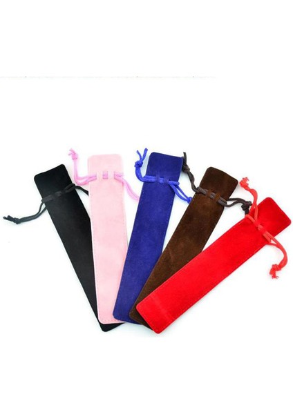 Kırmızı 50 Adet/grup Kadife Tek Kalem Çantası Kalem Kılıfı Tutucu Kılıf Halat ile Rollerball Çeşmesi Tükenmez Siyah Kırmızı Pembe Mavi (Yurt Dışından) fiyatları