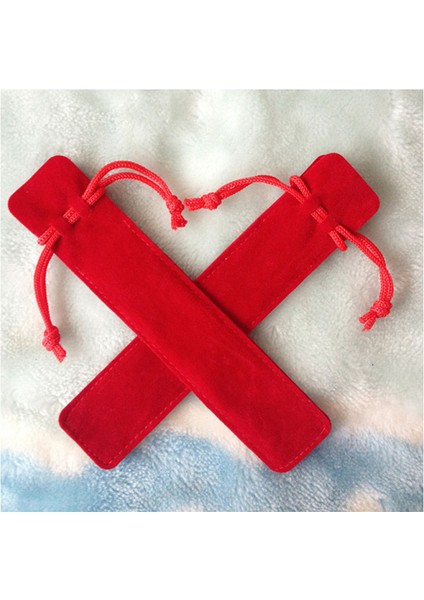 Kırmızı 50 Adet/grup Kadife Tek Kalem Çantası Kalem Kılıfı Tutucu Kılıf Halat ile Rollerball Çeşmesi Tükenmez Siyah Kırmızı Pembe Mavi (Yurt Dışından) fırsatları