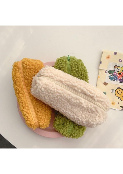 04 Kuzu Yünü Kalem Kutusu Kalem Kılıfı Peluş Kawaii Fermuarlı Çantalar Kozmetik Makyaj Organizatör Kılıfı Okul Ofis Kırtasiye Kalem Çantası (Yurt Dışından)