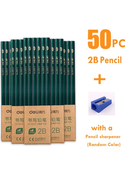 50PC Deli Kalem 2b Deli 50PC/LOT Kalem Seti Hb 2b Kroki Ahşap Kurşun Kalem Lápices Kırtasiye Yazma Çizim Okul Çocukları Için Öğrenci Boyama (Yurt Dışından)