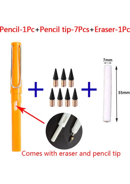 Orange-9 Adet 9 Adet Ebedi Kalem Çocuklar Için Sevimli Kalemler Boyama Sanatı Officeschool Malzemeleri Infinity Ipuçları Dolum Seti Kırtasiye (Yurt Dışından)