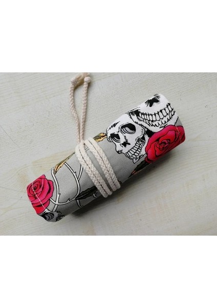 36 Delik Skullrose W Moda Desen Tuval Roll-Up Kalem Sarma 36/48/72 Delik Seyahat Çizim Boyama Kalemleri Sanatçı Için Kese (Yurt Dışından)
