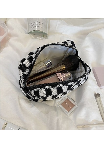 Siyah Dama Tahtası Saklama Çantası Kılıfı Temel Retro Kontrol Desenleri Kalem Çantası Kalem Kutusu Seyahat Kırtasiye Ofis Okul A6933 (Yurt Dışından)
