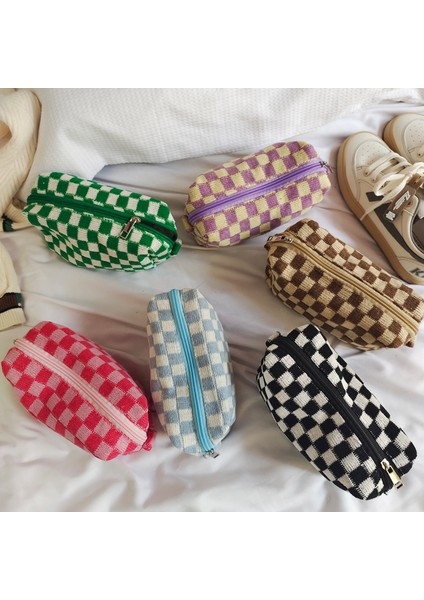 Siyah Dama Tahtası Saklama Çantası Kılıfı Temel Retro Kontrol Desenleri Kalem Çantası Kalem Kutusu Seyahat Kırtasiye Ofis Okul A6933 (Yurt Dışından) fiyatları