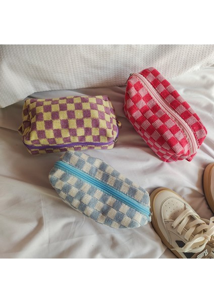 Siyah Dama Tahtası Saklama Çantası Kılıfı Temel Retro Kontrol Desenleri Kalem Çantası Kalem Kutusu Seyahat Kırtasiye Ofis Okul A6933 (Yurt Dışından) modelleri