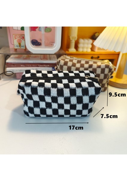 Siyah Dama Tahtası Saklama Çantası Kılıfı Temel Retro Kontrol Desenleri Kalem Çantası Kalem Kutusu Seyahat Kırtasiye Ofis Okul A6933 (Yurt Dışından) fırsatları