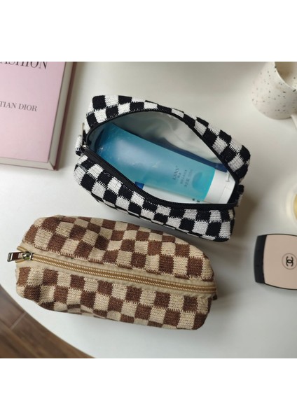 Siyah Dama Tahtası Saklama Çantası Kılıfı Temel Retro Kontrol Desenleri Kalem Çantası Kalem Kutusu Seyahat Kırtasiye Ofis Okul A6933 (Yurt Dışından) indirimleri