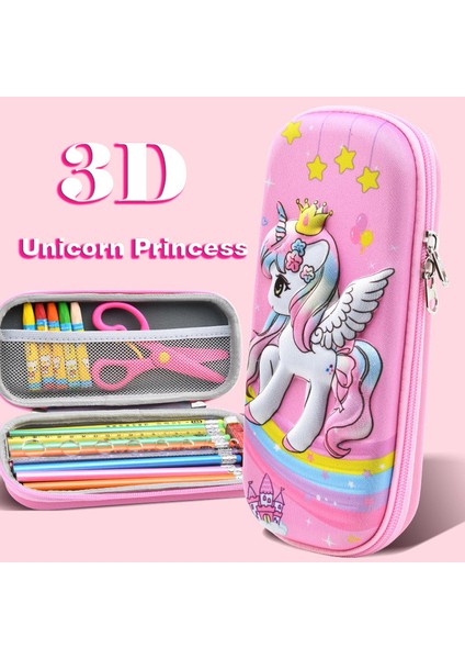 Unicorn Prenses 3D Büyük Kapasiteli Unicorn Kalem Kutusu Kawaii Sevimli Kalem Kutusu Çanta Kılıfı Okula Dönüş Malzemeleri Organizatör Kore Japon Kırtasiye (Yurt Dışından)