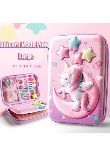 Unicorn Ay Pembe 3D Büyük Kapasiteli Unicorn Kalem Kutusu Kawaii Sevimli Kalem Kutusu Çanta Kılıfı Okula Dönüş Malzemeleri Organizatör Kore Japon Kırtasiye (Yurt Dışından)