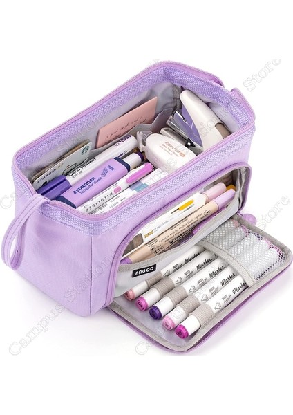 Mor Kalem Kutusu Büyük Kapasiteli Çanta Kawaii Kalem Kutusu Organizatör Kore Çok Fonksiyonlu Kese Okul Malzemeleri Ofis Aksesuarları Kırtasiye (Yurt Dışından)