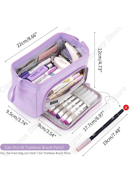 Mor Kalem Kutusu Büyük Kapasiteli Çanta Kawaii Kalem Kutusu Organizatör Kore Çok Fonksiyonlu Kese Okul Malzemeleri Ofis Aksesuarları Kırtasiye (Yurt Dışından) indirimleri
