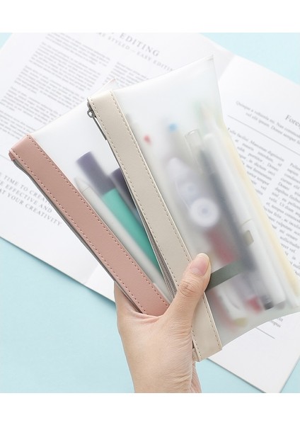 Yeşil Basit Buzlu Şeffaf Renkli Kalem Kutusu Kalem Çantası Tpu Su Geçirmez Mat Depolama Kılıfı Kırtasiye Okul Seyahat Cüzdanı F388 (Yurt Dışından) fırsatları