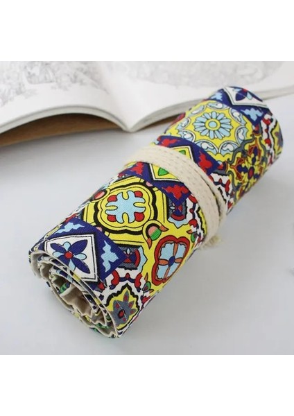 36 Delik Akdeniz Moda Desen Tuval Roll-Up Kalem Sarma 36/48/72 Delik Seyahat Çizim Boyama Kalemleri Sanatçı Için Kese (Yurt Dışından)