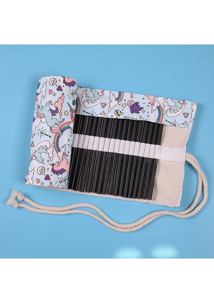 Unicorn 36 Yuvaları Renkli Kalemler Durumda Sarma Rulo Tutucu Sanatçı Boyama Seyahat Için Taşınabilir Tuval Depolama Organizatör Unicorn Mavi Flamingo (Yurt Dışından)