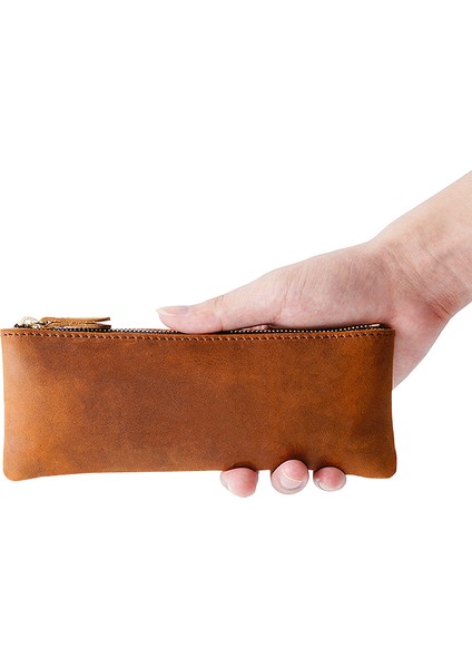 Mavi Retro El Yapımı Deri Fermuarlı Kalem Kutusu 100% Hakiki Deri Büyük Kapasiteli Kalem Çantası Tutucu Okul Kırtasiye Yazma Aracı (Yurt Dışından) fiyatları