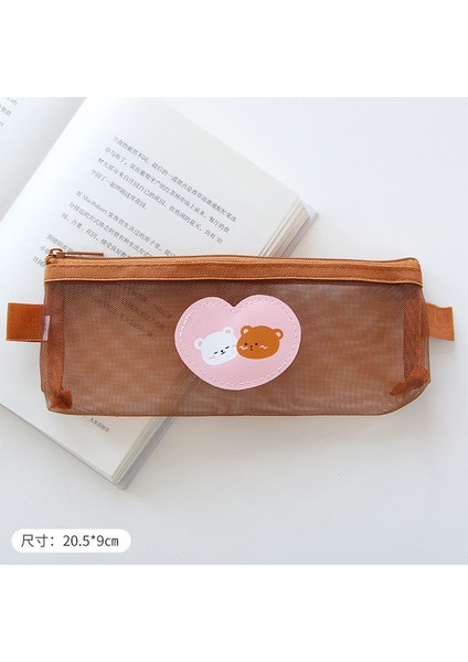 Sevimli Ayı Kalem Kutusu Şeffaf Örgü Kalem Çantası Kawaii Depolama Kılıfı Kore Kırtasiye Organizatör Ofis Okul Malzemeleri (Yurt Dışından)