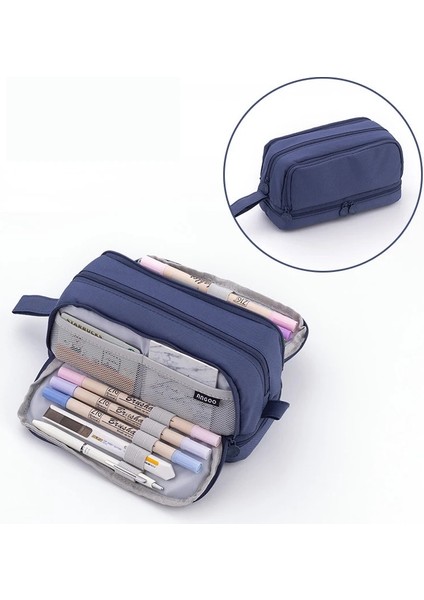 Tip A Su Yeşil Siyah 3/4 Bölmeler Büyük Kapasiteli Kalem Kutuları Çift Taraflı Açık Kalem Kılıfı Çok Yuvalı Okul Kırtasiye Depolama Genç Öğrenci Için (Yurt Dışından) modelleri