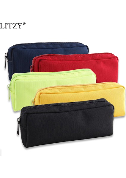 Kırmızı Muhtasar Düz Renk Siyah Okul Kalem Kutusu Kız Erkek Tuval Kalem Kutusu Sevimli Fermuar Büyük Kalem Kutusu Kozmetik Çantası Malzemeleri (Yurt Dışından) fiyatları