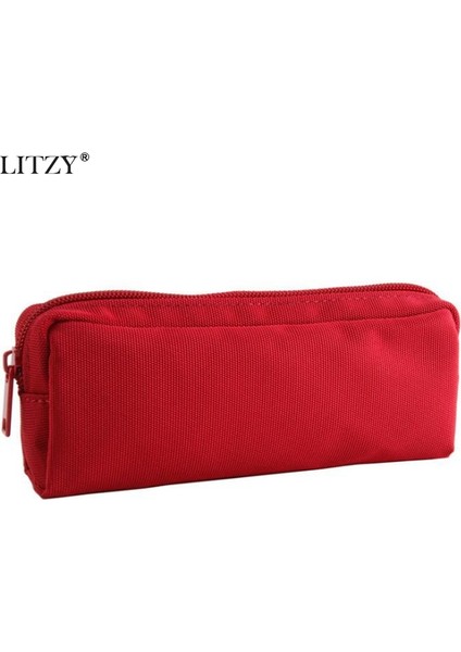 Kırmızı Muhtasar Düz Renk Siyah Okul Kalem Kutusu Kız Erkek Tuval Kalem Kutusu Sevimli Fermuar Büyük Kalem Kutusu Kozmetik Çantası Malzemeleri (Yurt Dışından) indirimleri