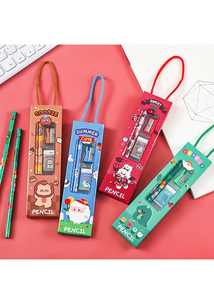 01 5 Parçalı Set Ahşap Mini Kalemler Takım Elbise Çocuk Çizim Okul Öğrenci Yazma Kırtasiye Kalemtıraş Silgi 15 cm Ölçekli (Yurt Dışından) fiyatları