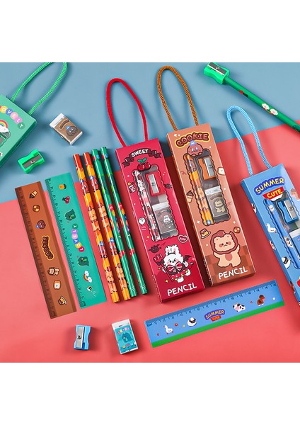 01 5 Parçalı Set Ahşap Mini Kalemler Takım Elbise Çocuk Çizim Okul Öğrenci Yazma Kırtasiye Kalemtıraş Silgi 15 cm Ölçekli (Yurt Dışından) modelleri