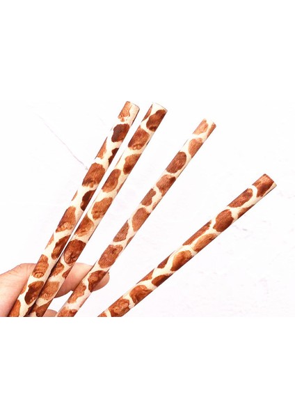 Zürafa 5 Pc El-Boyalı Hayvan Desen Günlük Kalem Yuvarlak Hb Öğrenci Çocuk Kaligrafi Kalemi Kaplan Derisi Zürafa Leopar Zebra Desen (Yurt Dışından)