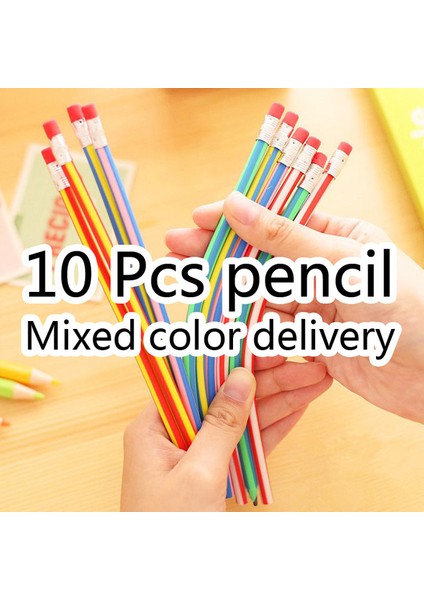 10 Adet Kalemler 10 Adet Yumuşak Kalemler Bükülme Serbestçe Kroki Kalem Silgi ile Çocuk Çizim Kalem Okul Yazma Kırtasiye Yazma Kalemler (Yurt Dışından)