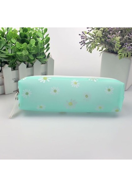 Yeşil-1 Adet Kawaii Papatya Kalem Kutusu Şeffaf Papatya Şeker Colorpencil Kutusu Kalem Çantası Okul Öğrenci Kırtasiye Hediye Malzemeleri (Yurt Dışından)