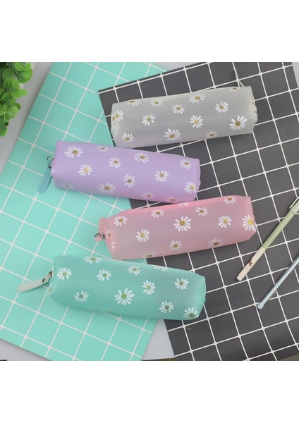 Yeşil-1 Adet Kawaii Papatya Kalem Kutusu Şeffaf Papatya Şeker Colorpencil Kutusu Kalem Çantası Okul Öğrenci Kırtasiye Hediye Malzemeleri (Yurt Dışından)