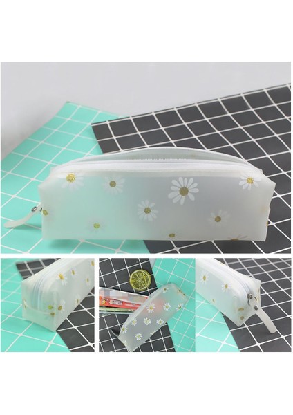 Yeşil-1 Adet Kawaii Papatya Kalem Kutusu Şeffaf Papatya Şeker Colorpencil Kutusu Kalem Çantası Okul Öğrenci Kırtasiye Hediye Malzemeleri (Yurt Dışından)
